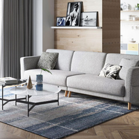 林氏木业 RAK1K 布艺沙发组合 浅灰色 左双人+右双人