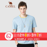 骆驼（CAMEL）男装 2020夏季新款短袖t恤男潮流卡通印花半袖打底宽松上衣 XAB203073 浅蓝XXXL