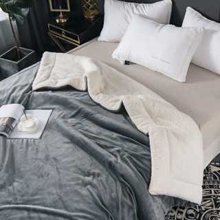 南极人NanJiren 毛毯 仿羊羔绒双面毛毯珊瑚绒毯子 空调午睡毯盖毯小被子毛巾被床单 150*200cm