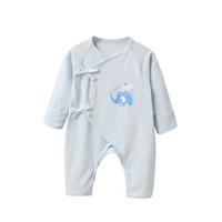 贝吻 新生儿连体衣婴儿衣服长袖爬服宝宝纯棉内衣6191 蓝色 59码（0-3个月）