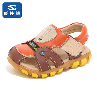 哈比熊童鞋夏季儿童凉鞋宝宝凉鞋婴童学步鞋男童沙滩鞋GU2579 桔红/棕21码