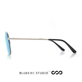 蓝其（Bluekiki)尼龙太阳镜男款墨镜经典方框司机驾驶镜眼镜男 7039银框冰蓝片