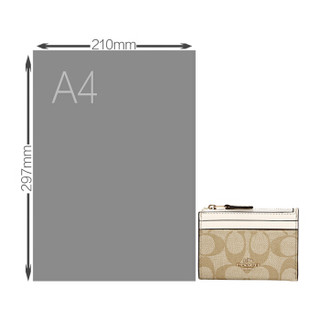 COACH 蔻驰 奢侈品 女士卡其白色人造革配皮零钱包卡包卡夹 F88208 IMDQC