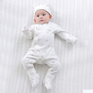 贝吻 婴儿衣服新生儿衣服开裆婴儿连体衣哈衣爬服 B6151 白色66码
