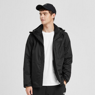 北面（the north face）19秋冬新品男士三合一保暖两件套冲锋衣外套3V9B JK3/黑色 M