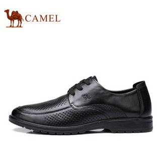 骆驼（CAMEL）  透气冲孔柔软摔纹牛皮鞋商务休闲皮鞋 A822287550 黑色 38