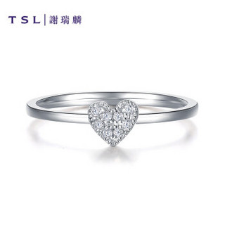 TSL谢瑞麟心语系列18K金钻石戒指女时尚心形镶嵌钻戒SY154 10号圈口 （约3分，8颗钻石）