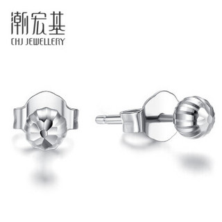 潮宏基 CHJ JEWELLERY 满月 PT950铂金耳钉 计价 EEP40000456 约1.55g