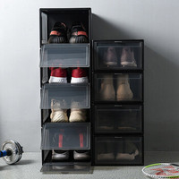 宝巢(BAOCHAO)aj鞋盒透明收纳盒篮球鞋子防氧化防尘大号鞋柜 酷黑透明鞋盒 特大号1个装 *8件