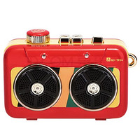 猫王收音机 MW-P6猫王霹雳唱机 便携式复古蓝牙外迷你小音响 国潮红