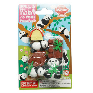 IWAKO 日本进口橡皮擦 儿童卡通可爱可拼装趣味橡皮创意文具拼接玩具西式点心卡装 ER-BRI059 熊猫家庭