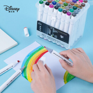 迪士尼(Disney)36色双头马克笔 小学生儿童美术专用绘画笔 专业手绘设计彩笔套装 酒精油性记号笔 DM20864M