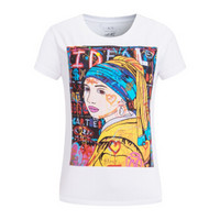 ARMANI EXCHANGE 阿玛尼奢侈品街头艺术系列新款女士潮流漫画印花T恤衫 6ZYTDU-YJX5Z WHITE-1100 XS