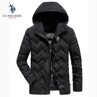 U.S. POLO ASSN. 羽绒服男 2019冬季新品男士时尚外套修身连帽商务保暖白鸭绒羽绒外套6194117166 黑色 M