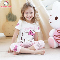 凯蒂猫（HELLO KITTY）自营童装儿童家居服套装儿童内衣中大童女孩短袖T恤棉睡衣套装 KT5181 白色 150