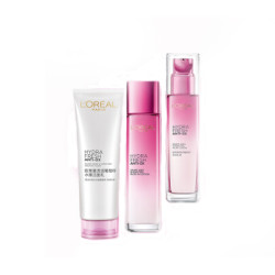 欧莱雅(LOREAL)清润葡萄籽温和护肤套装礼盒(洁面125ml+膜力水130ml+乳液110ml 赠面膜*3+水+乳液)