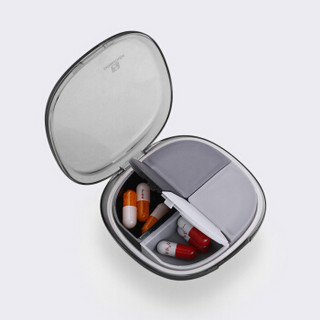 BUBM 旅行迷你药盒便携分药器随身分药盒药品收纳盒隐私分装药丸小药盒 暗黑色BXYH-E