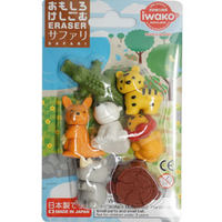IWAKO 日本进口橡皮擦 儿童卡通可爱可拼装趣味橡皮创意文具拼接玩具西式点心卡装 ER-BRI025 野生动物
