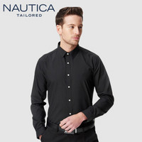 诺帝卡 NAUTICA 2020新品长袖纯色衬衫春季男士商务休闲棉质衬衣NCZ91016 黑色42