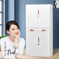 奈高NG文件柜办公柜钢制铁皮柜资料柜档案柜储物柜铁中二斗文件柜纯白 橘拉手