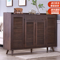 家逸实木鞋柜家用门口玄关柜大容量多层木质鞋架收纳柜