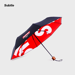 Subtle 707晴雨两用伞男女潮牌折叠伞红色雨伞双层黑胶防晒遮阳伞