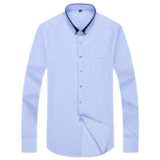 罗蒙 （ROMON ）条纹衬衫男 2020新款长袖舒适免烫商务休闲衬衣男装 G86 蓝色条纹 44