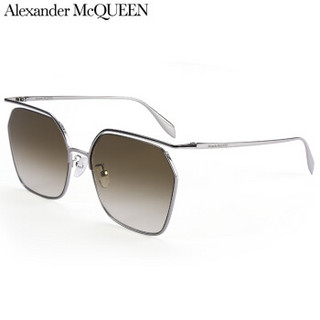 亚历山大·麦昆(AlexanderMcQUEEN)太阳镜女 墨镜 棕色镜片银色镜框 AM0254S 003 61mm