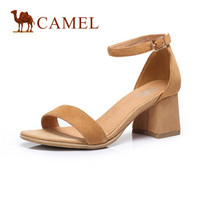 骆驼（CAMEL） 女鞋 一字带露趾高跟通勤凉鞋 A82521610 驼色 36