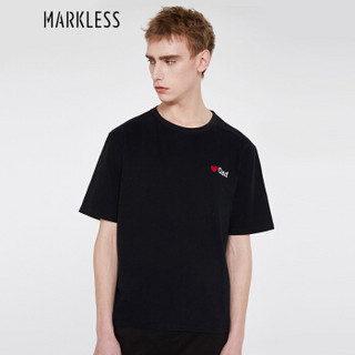 Markless 短袖T恤男圆领短袖T恤青年打底衫修身休闲体恤TXA8651M黑色2 180/96（XL）