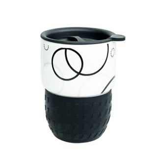 承文阁 陶瓷马克杯便携随行车载咖啡杯水杯子带盖防烫杯柔线款C-B161