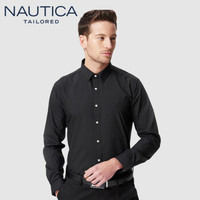 诺帝卡 NAUTICA 2020新品长袖纯色衬衫春季男士商务休闲棉质衬衣NCZ91016 黑色43