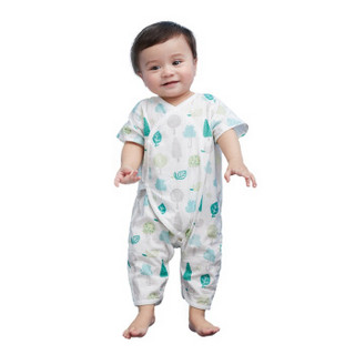 米乐鱼婴儿连体服新生婴儿衣服夏季棉质纱布宝宝哈衣 热带绿洲59码