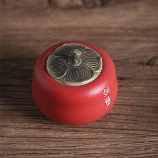 万仟堂新品茶叶罐陶瓷罐便携小号储存罐创意茶仓家用茶罐事事如意
