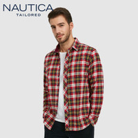 NAUTICA诺帝卡 AUTICA 2020春季新品磨毛格子衬衫男士长袖时尚休闲英伦风格纹衬衣NCZ96527红格纹40