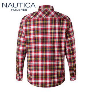 NAUTICA诺帝卡 AUTICA 2020春季新品磨毛格子衬衫男士长袖时尚休闲英伦风格纹衬衣NCZ96527红格纹40