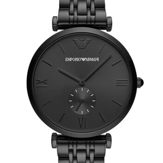 阿玛尼(Emporio Armani)手表 钢带黑盘休闲商务 石英防水男士腕表 AR11299 40mm 黑色 黑色 PVD镀黑不锈钢