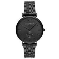 阿玛尼(Emporio Armani)手表 钢带黑盘休闲商务 石英防水男士腕表 AR11299 40mm 黑色 黑色 PVD镀黑不锈钢