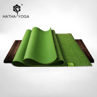 哈他专业瑜伽垫大师级高密度5MM天然橡胶亚麻混合防滑垫 高阶瑜伽习练支撑垫 草绿色