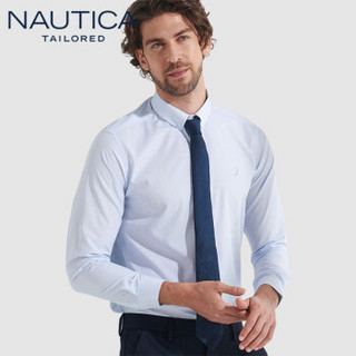 诺帝卡 NAUTICA 2020夏装长袖衬衫春季男士商务休闲棉质衬衣NCZ91006  天蓝条纹  43