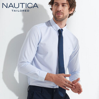 诺帝卡 NAUTICA 2020夏装长袖衬衫春季男士商务休闲棉质衬衣NCZ91006  天蓝条纹  43