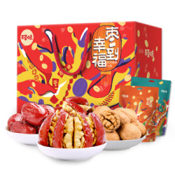 百草味  红枣夹核桃坚果礼盒零食大礼包幸福枣到2072g *2件