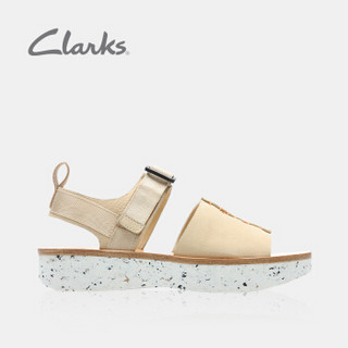 Clarks 其乐女鞋TrekMaya休闲圆头露趾凉鞋女平底鞋外穿 261398084【浅粉色】