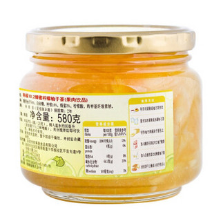 韩国进口 韩福10.2 蜂蜜柠檬柚子茶580g 韩国蜂蜜柚子茶柠檬味罐装 冲饮