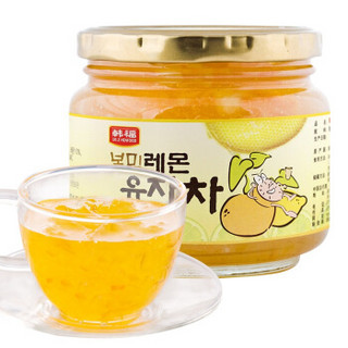 韩国进口 韩福10.2 蜂蜜柠檬柚子茶580g 韩国蜂蜜柚子茶柠檬味罐装 冲饮