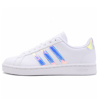 adidas 阿迪达斯 NEO 女子 休闲系列 GRAND COURT 运动 休闲鞋 EE9689白色/银金属 39码 UK6码
