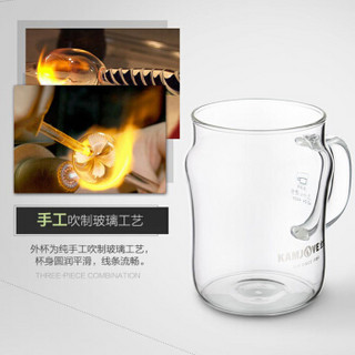 金灶（KAMJOVE）玻璃茶杯 带过滤办公泡茶杯三件杯品茗杯玻璃茶具茶水分离杯 AC-01/380毫升