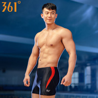 361°361游泳裤男平角泳衣男士专业短裤防尴尬速干大码温泉泳装 黑红 L