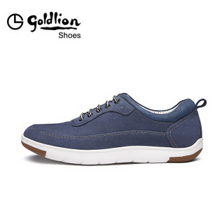 金利来（goldlion）男鞋透气舒适休闲鞋户外运动皮鞋920811020RQA 蓝色 37