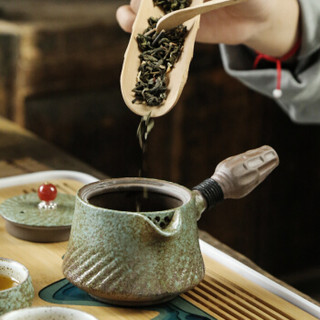 言艺日式功夫茶具套装整套茶盘家用复古窑变 枯木逢春配远山茶盘